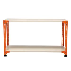 Mil-Nil Prime CRC Sheet 2 Shelf 24 Gauge Multipurpose Slotted Angle Rack | Adjustable Shelf Hight Powder Coated Rack for Home & Kitchen (24x47x12 Inch, 7.8 Kg, Orange/Ivory) 16 Gauge Angles