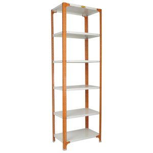 Mil-Nil Prime CRC Sheet 6 Shelf Multipurpose Slotted Angle Rack, 78 x 24 x 15 Inch, 22 Gauge (78 x 24 x 15, Orange - Ivory) 16 Gauge Angles