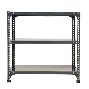 Mil-Nil Prime CRC Sheet 3 Shelf 24 Gauge Multipurpose Slotted Angle Rack | Adjustable Shelf Hight Rack for Home & Kitchen 18 Gauge Angle Rack (24X24X12 inches, 7.1 Kg, Grey)