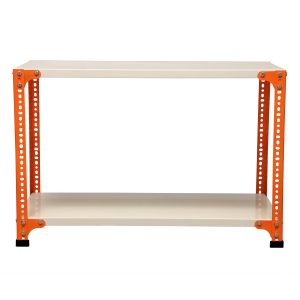 Mil-Nil Prime CRC Sheet 2 Shelf 22 Gauge Multipurpose Slotted Angle Rack | Adjustable Shelf Hight Powder Coated Rack for Home & Kitchen (24x36x12 Inch, 7 Kg, Orange/Ivory) 16 Gauge Angles