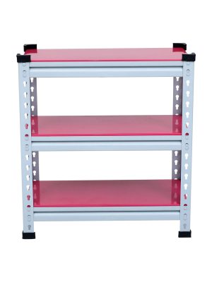 Mil-Nil Boltless Prime CRC Sheet 26x24x12 Inch Multipurpose Storage Business and Industrial Rack with 3 Shelves 22 Gauge (Pink)