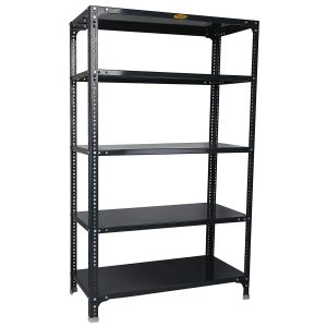 Mil-Nil Prime CRC Sheet 5 Shelf Multipurpose Slotted Angle Rack, 60 x 36 x 18 Inch, 18 Gauge (Grey) 14 Gauge Angles