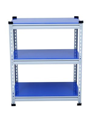 Mil-Nil Boltless Prime CRC Sheet 36x30x18 Inch Multipurpose Storage Business and Industrial Rack with 3 Shelves 22 Gauge (Blue)