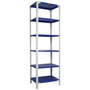 Mil-Nil Prime CRC Sheet 6 Shelf Multipurpose Slotted Angle Rack, 78 x 24 x 18 Inch, 22 Gauge (78 x 24 x 18, Blue - White) 16 Gauge Angles