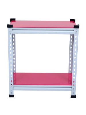 Mil-Nil Boltless Prime CRC Sheet 26x24x12 Inch Multipurpose Storage Business and Industrial Rack with 2 Shelves 22 Gauge-Pink