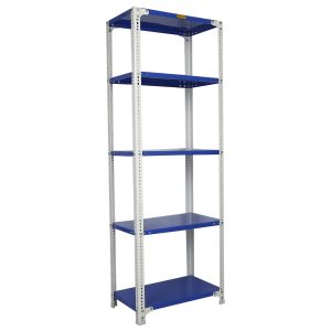 Mil-Nil Prime CRC Sheet 72X30X15 Inch Multipurpose Storage, Adjustable Shelf, Slotted Angle Rack with 5 Shelves 22 Gauge_Blue/White 16 Gauge Angles