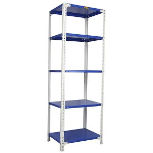 Mil-Nil Prime CRC Sheet 5 Shelf Multipurpose Slotted Angle Rack, 72 x 24 x 18 Inch, 22 Gauge [(Blue-White) Powder Coating] 16 Gauge Angles