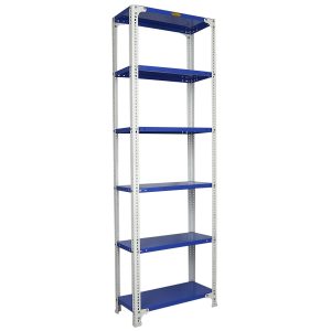 Mil-Nil Prime CRC Sheet 6 Shelf Multipurpose Slotted Angle Rack, 78 x 24 x 12 Inch, 22 Gauge (78 x 24 x 12, Blue - White) 16 Gauge Angles