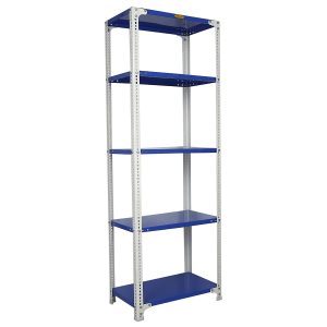 Mil-Nil Prime CRC Sheet 5 Shelf Multipurpose Slotted Angle Rack, 72 x 24 x 12 Inch, 22 Gauge [(Blue-White) Powder Coating] 16 Gauge Angles