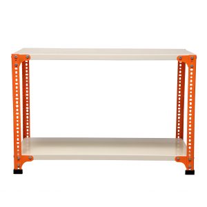 Mil-Nil Prime CRC Sheet 2 Shelf 24 Gauge Multipurpose Slotted Angle Rack | Adjustable Shelf Hight Powder Coated Rack for Home & Kitchen (24x36x12 Inch, 6.4 Kg, Orange/Ivory) 16 Gauge Angles