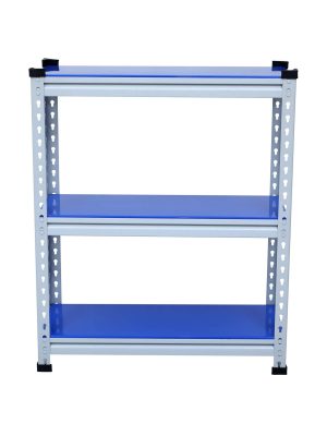 Mil-Nil Boltless Prime CRC Sheet 36x30x12 Inch Multipurpose Storage Rack with 3 Shelves 18 Gauge (Blue)