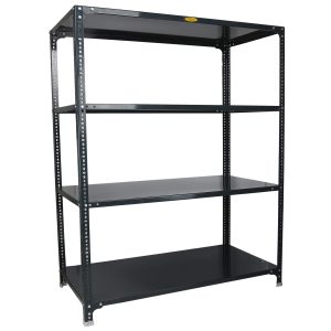 Mil-Nil Prime CRC Sheet 4 Shelf Multipurpose Slotted Angle Rack, 60 x 47 x 24 Inch, 20 Gauge (Grey) 14 Gauge Angles
