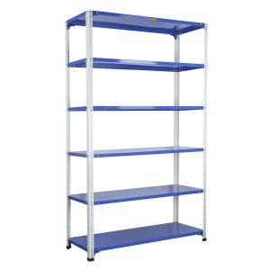 Mil-Nil Prime CRC Sheet 72X47X18 Inch Multipurpose Storage, Adjustable Shelf, Slotted Angle Rack with 6 Shelves 22 Gauge_Blue/White 16 Gauge Angles