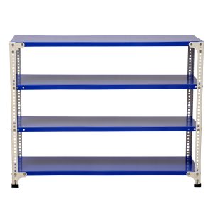 Mil-Nil Prime CRC Sheet 4 Shelf 24 Gauge Multipurpose Slotted Angle Rack | Adjustable Shelf Hight Powder Coated Rack for Home & Kitchen (36x47x12 Inch, 13.6 Kg, Blue/White) 16 Gauge Angles
