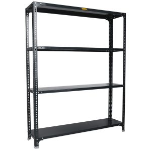 Mil-Nil Prime CRC Sheet 4 Shelf Multipurpose Slotted Angle Rack, 60 x 47 x 12 Inch, 18 Gauge (Grey) 14 Gauge Angles