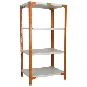 Mil-Nil Prime CRC Sheet 4 Shelf Multipurpose Slotted Angle Rack, 48 x 24 x 18 Inch (48 x 24 x 18, Orange-Ivory) 16 Gauge Angles