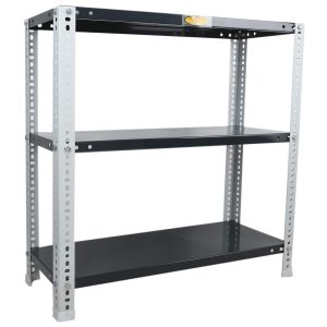 Mil-Nil Prime CRC Sheet 3 Shelf Multipurpose Slotted Angle Rack, 30 x 30 x 18 Inch, 24 Gauge [Grey/Havels(Powder Coating)] 16 Gauge Angles