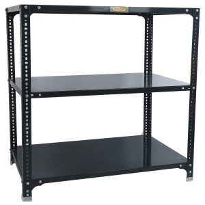Mil-Nil Prime CRC Sheet 3 Shelf Multipurpose Slotted Angle Rack, 36 x 36 x 24 Inch, 18 Gauge (Grey) 14 Gauge Angles