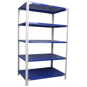 Mil-Nil Prime CRC Sheet 5 Shelf Multipurpose Slotted Angle Rack, 60 x 36 x 24 Inch, 22 Gauge [(Blue-White) Powder Coating] 16 Gauge Angles