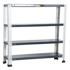 Mil-Nil (Shoe/Kitchen Slotted Angle Rack, 30 x 30 x 9 Inch, Multipurpose Storage Rack with 4 Shelves 24 Gauge (Grey/Havels) Powder Coating 16 Gauge Angles | CRC Sheet