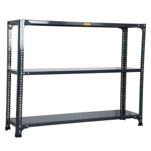 Mil-Nil Prime CRC Sheet 3 Shelf Multipurpose Slotted Angle Rack, 36 x 47 x 12 Inch, 20 Gauge (Grey) 14 Gauge Angles