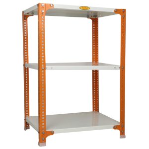 Mil-Nil Prime CRC Sheet 3 Shelf Multipurpose Slotted Angle Rack, 36 x 24 x 18 Inch [(Orange-Ivory) Powder Coating] 16 Gauge Angles