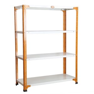 Mil-Nil Glossy Finish Prime CRC Sheet 4 Shelf Multipurpose Space Saving Rack-48 x 36 x 15 inch, 18 Gauge (Ivory-Orange)