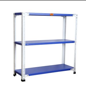 Mil-Nil Glossy Finish Prime CRC Sheet 3 Shelf Multiuse Space Saving Rack, 36 x 36 x 12 inch, 18 Gauge 14 Gauge Angle (Blue-White)