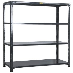 Mil-Nil Prime CRC Sheet 4 Shelf Multipurpose Slotted Angle Rack, 48 x 47 x 18 Inch, 18 Gauge (Grey) 14 Gauge Angles