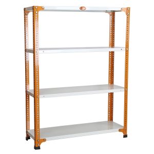 Mil-Nil Prime CRC Sheet 4 Shelf Multipurpose Space Saving Storage Rack, 48 x 36 x 12 Inch, 22 Gauge (Ivory-Orange) Powder Coated 16 Gauge Angles