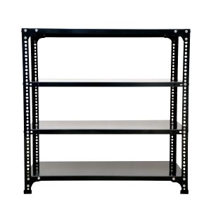 Mil-Nil Prime CRC Sheet 4 Shelf 24 Gauge Multipurpose Slotted Angle Rack | Adjustable Shelf Hight for Home & Kitchen 18 Gauge Angle (36X36X12 inches, 10.25 Kg, Grey)