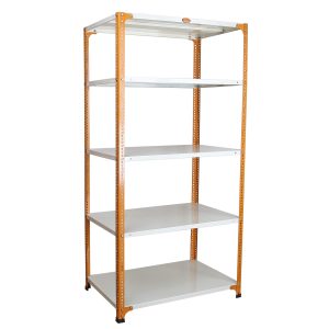 Mil-Nil Prime CRC Sheet 5 Shelf Multipurpose Storage Unit, 72 x 36 x 24 Inch, 18 Gauge (Ivory-Orange) Powder Coated 14 Gauge Angles