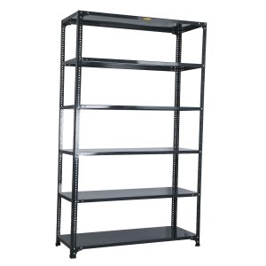 Mil-Nil Prime CRC Sheet 72X36X18 Inch Multipurpose Storage, Adjustable Shelf, Slotted Angle Rack with 6 Shelves 24 Gauge_Grey 16 Gauge Angles