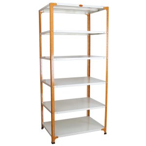 Mil-Nil Prime CRC Sheet 6 Shelf Multiuse Storage Unit, 78 x 36 x 24 Inch, 20 Gauge (Ivory-Orange) Powder Coated 14 Gauge Angles