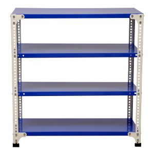 Mil-Nil Prime CRC Sheet 4 Shelf 22 Gauge Multipurpose Slotted Angle Rack | Adjustable Shelf Hight Powder Coated Rack for Home & Kitchen (36x36x12 Inch, 12.8 Kg, Blue/White) 16 Gauge Angles