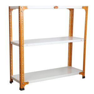 Mil-Nil Prime CRC Sheet 3 Shelf Multiuse Storage Unit, 36 x 36 x 12 Inch, 18 Gauge (Ivory-Orange) Powder Coated 14 Gauge Angles