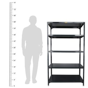 Mil-Nil Prime CRC Sheet 5 Shelf Multipurpose Slotted Angle Rack, 60 x 47 x 24 Inch, 22 Gauge (Grey) 16 Gauge Angles