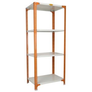 Mil-Nil Prime CRC Sheet 60X30X18 Inch Multipurpose Storage, Adjustable Shelf, Slotted Angle Rack with 4 Shelves 24 Gauge_Orange/Ivory 16 Gauge Angles
