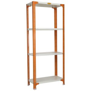 Mil-Nil Prime CRC Sheet 60X30X12 Inch Multipurpose Storage, Adjustable Shelf, Slotted Angle Rack with 4 Shelves 22 Gauge_Orange/Ivory 16 Gauge Angles