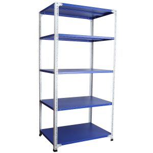 Mil-Nil Prime CRC Sheet 5 Shelf Multiuse Space Saving Rack, 72 x 36 x 24 Inch, 18 Gauge (Blue-White) Powder Coated 14 Gauge Angles