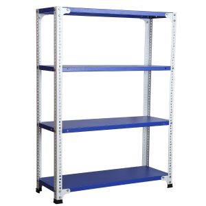 Mil-Nil Prime CRC Sheet 4 Shelf Multiuse Storage Unit, 48 x 36 x 12 Inch, 18 Gauge (Blue-White) Powder Coated 14 Gauge Angles