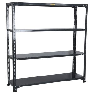 Mil-Nil Prime CR Sheet 4 Shelf Multipurpose Slotted Angle Rack, 48 x 47 x 12 Inch, 18 Gauge (Grey) 14 Gauge Angles