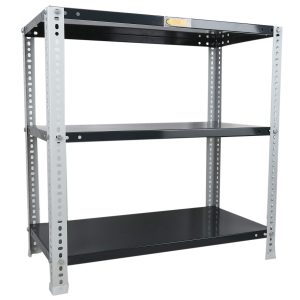 Mil-Nil Prime CRC Sheet 3 Shelf Multipurpose Slotted Angle Rack, 30 x 30 x 15 Inch, 24 Gauge [Grey/Havels(Powder Coating)] 16 Gauge Angles