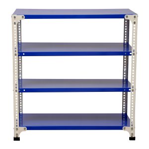 Mil-Nil Prime CRC Sheet 4 Shelf 24 Gauge Multipurpose Slotted Angle Rack | Adjustable Shelf Hight Rack for Home & Kitchen (36x36x12 Inch, 11.6 Kg, Blue/Whie) 16 Gauge Angles